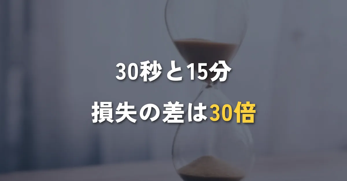 判定時間の長さで損失が積み上がる速さが変わることを表す砂時計