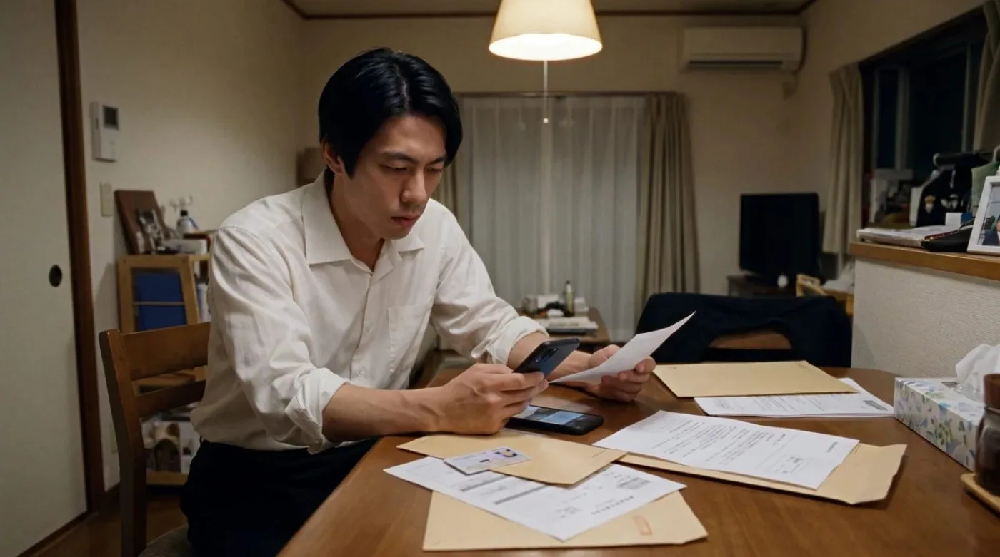 提出書類を確認し直す森田さん（創作事例のイメージ）