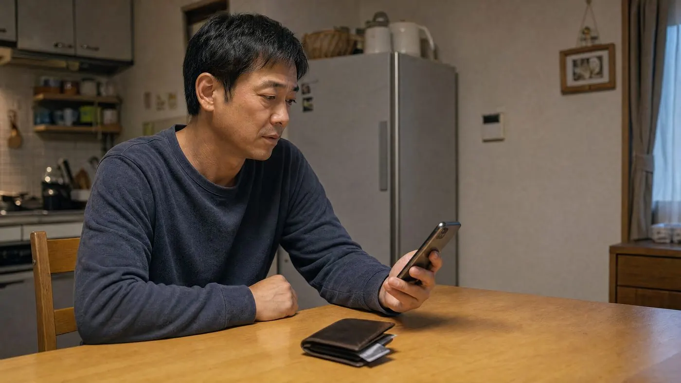 十一日目、カードアプリで返金の反映を確認する様子（創作事例のイメージ）