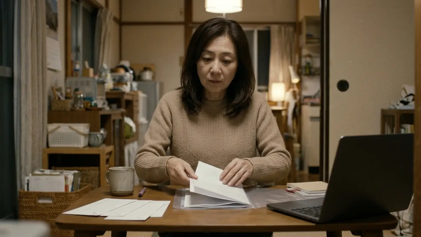 銀行明細やメールの控えを、日付順にクリアファイルへ挟む様子（創作事例のイメージ）
