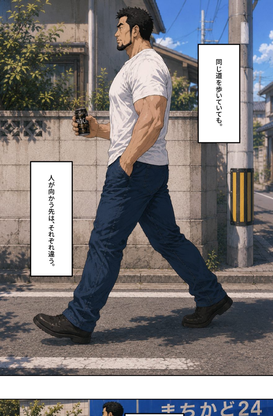 缶コーヒーを持って街を歩く男性が、働く人々の一日を眺めながら投資という選択肢に出会うまでのマンガ 第0話