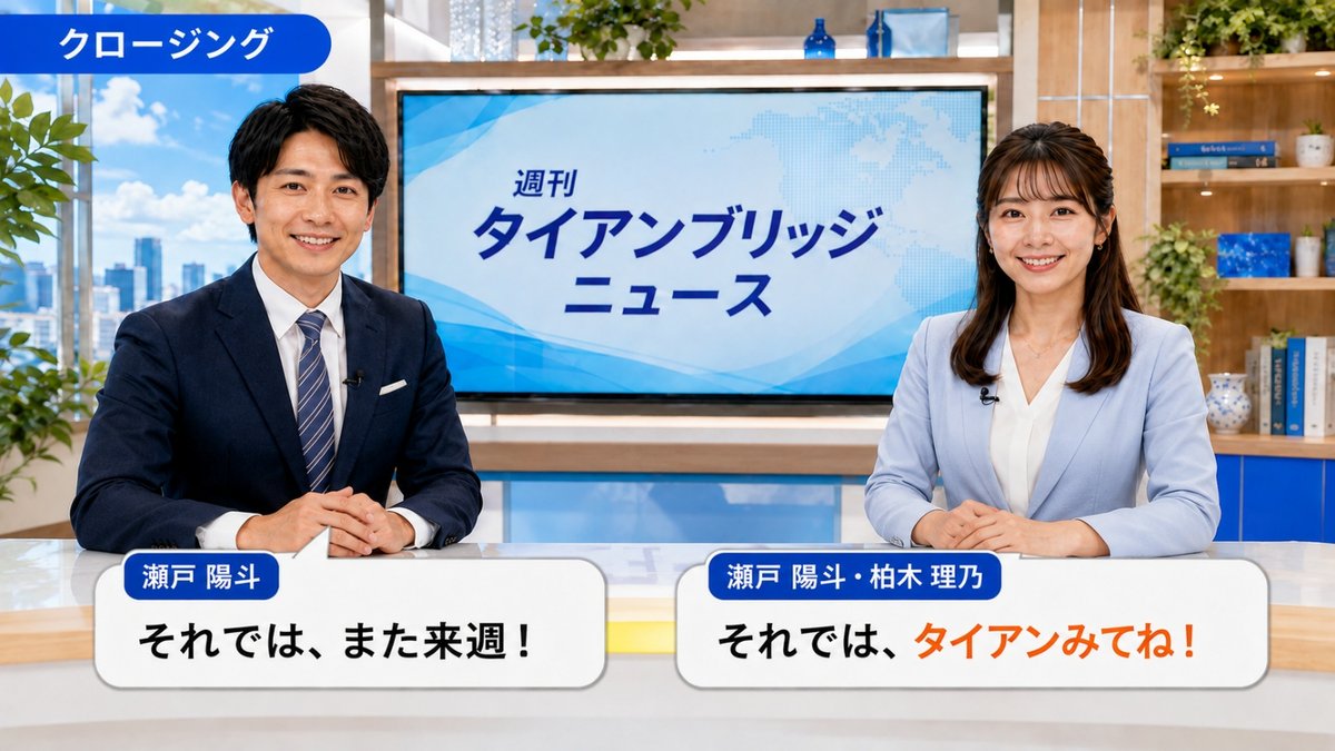 クロージング｜今週のポイントをまとめる二人のキャスター