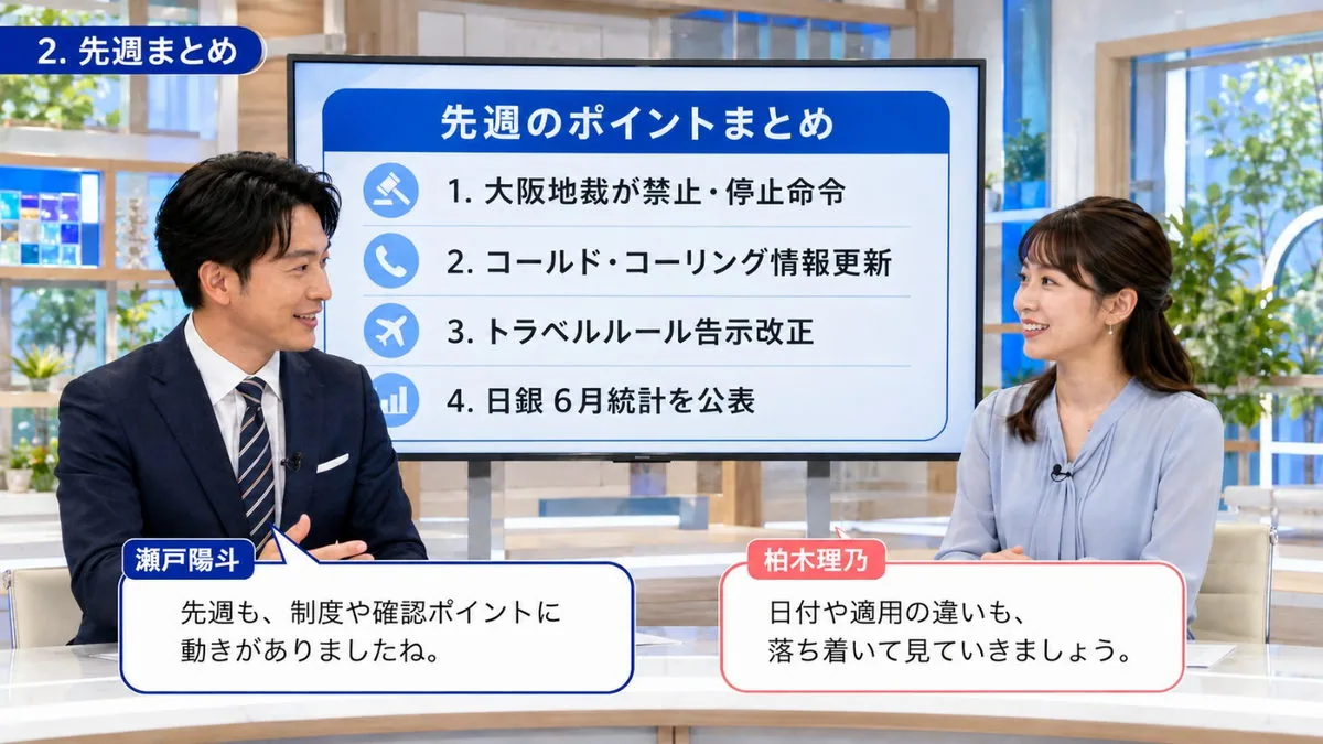 先週まとめ|先週のポイントを一覧で振り返るキャスター