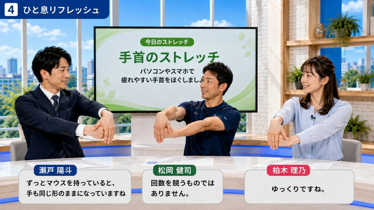 ひと息リフレッシュ｜手首のストレッチを紹介するスタジオ