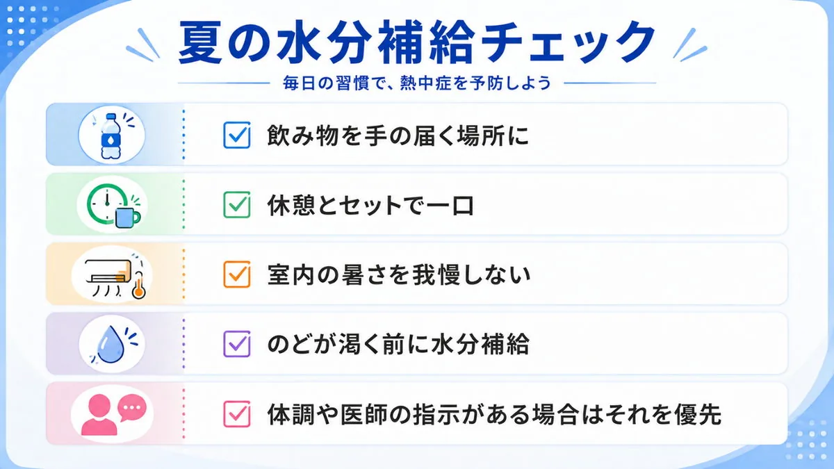 トレーダーの休憩室｜夏のデスクワークでの水分補給を取り上げるスタジオ