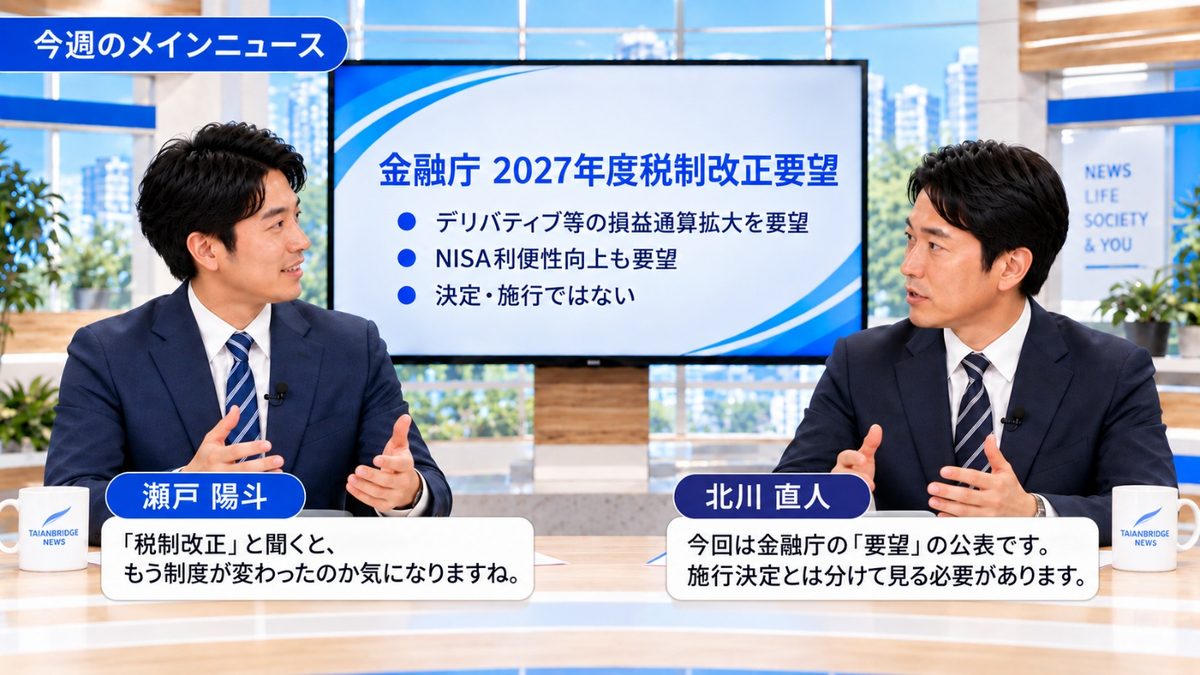 今週のメインニュース|金融庁の2027年度税制改正要望とデリバティブ取引への損益通算拡大を解説するスタジオ