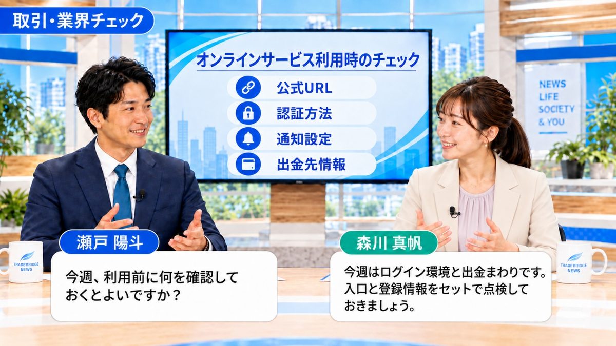 取引・業界チェック｜公式URL・認証方法・通知設定・出金先情報という利用前の確認項目を解説するスタジオ