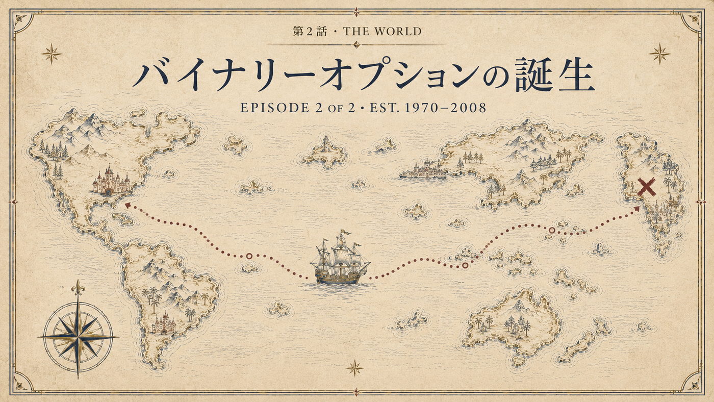 第2話 THE WORLD ― 海を渡って続く旅の後半のルートを描いた古地図イラスト