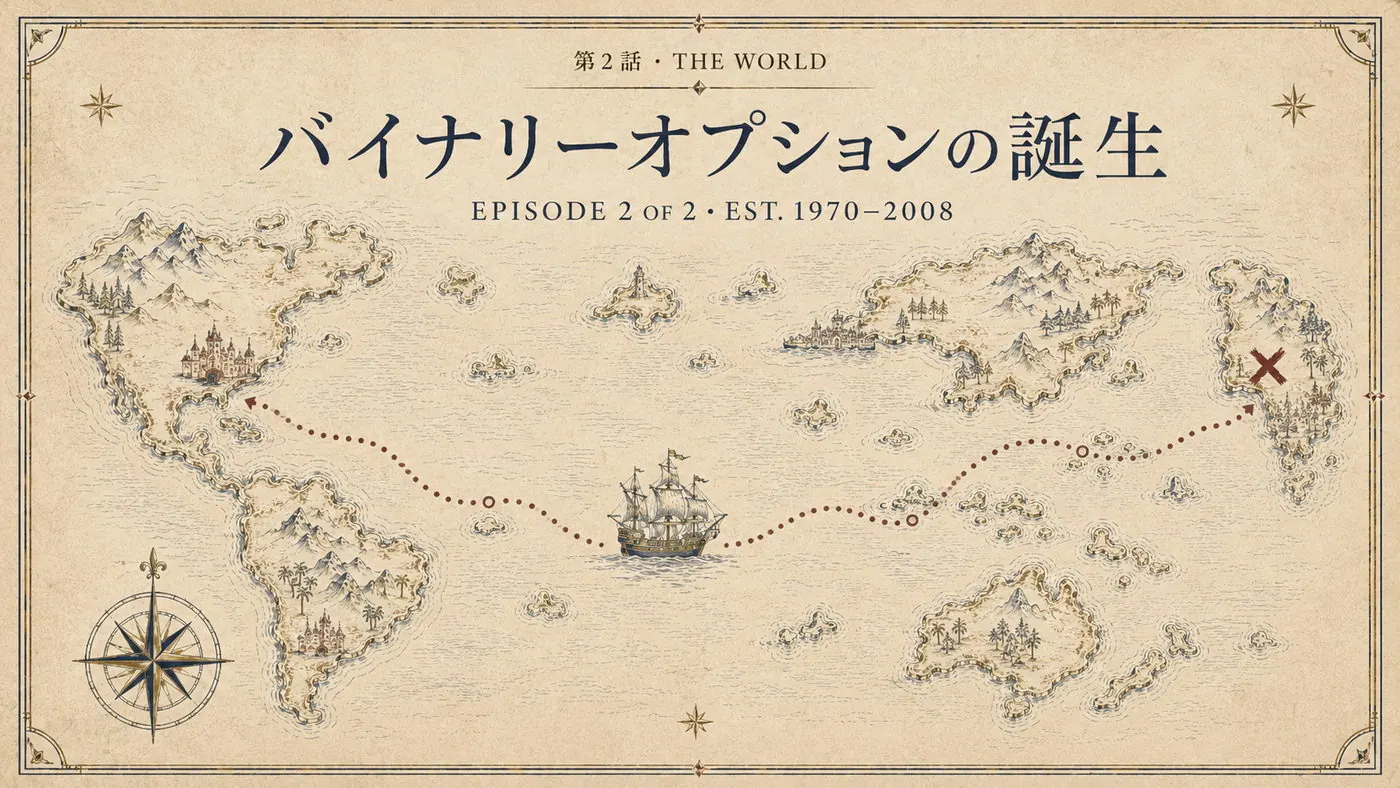 第2話 THE WORLD ― 海を渡って続く旅の後半のルートを描いた古地図イラスト