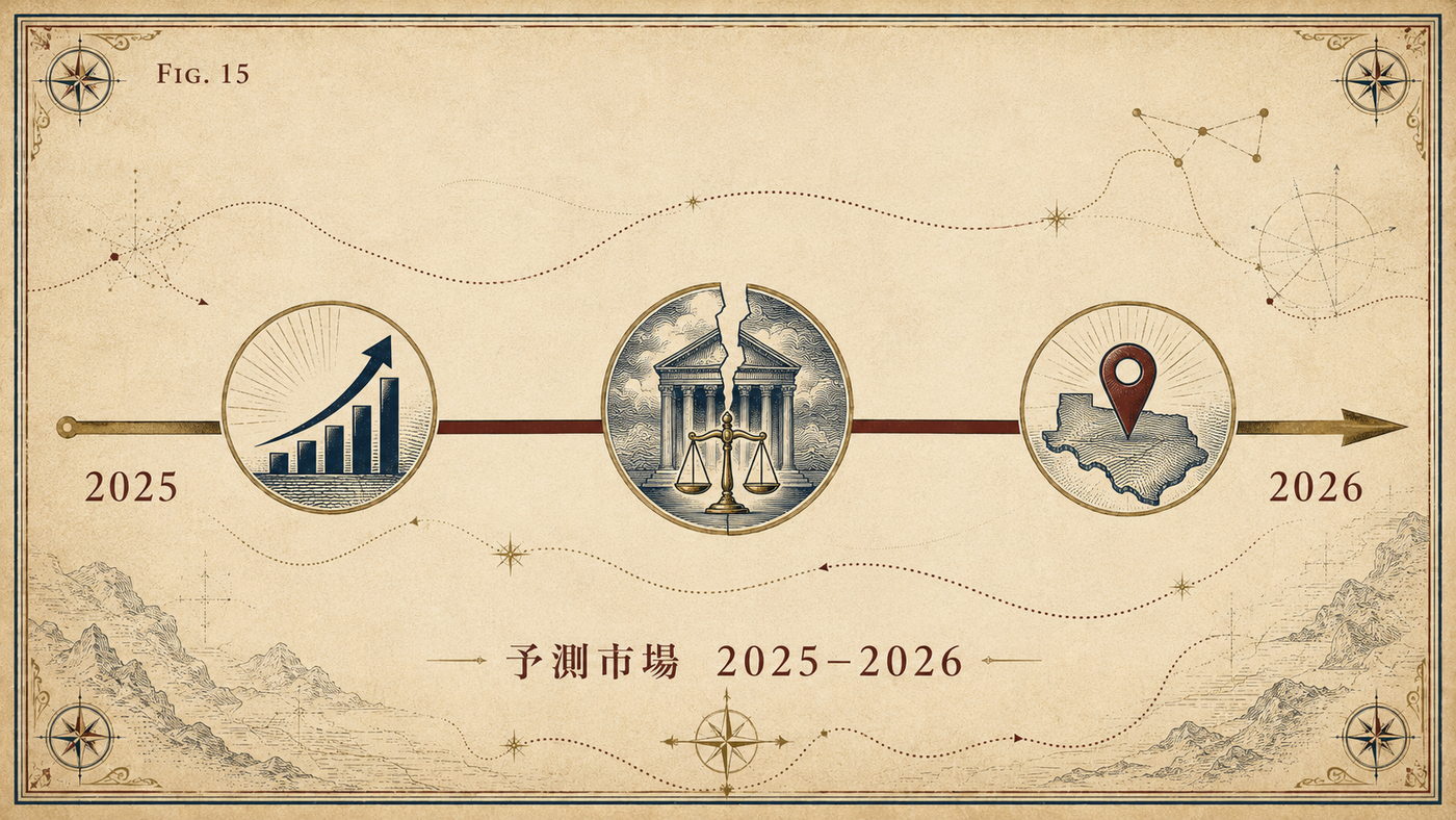 FIG.15 予測市場 2025–2026 ― 急成長と規制の攻防を示した図